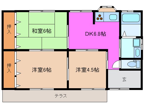 東村貸家の物件間取画像